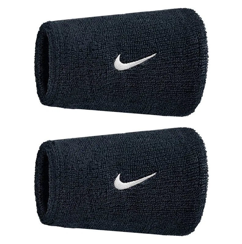 Muñequeras Nike Swoosh Classic Doublewide Negro/Blanco