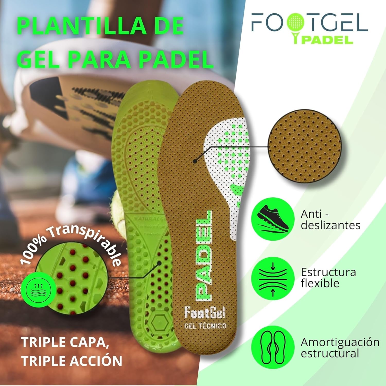 Pack 2x Plantillas FootGel Padel