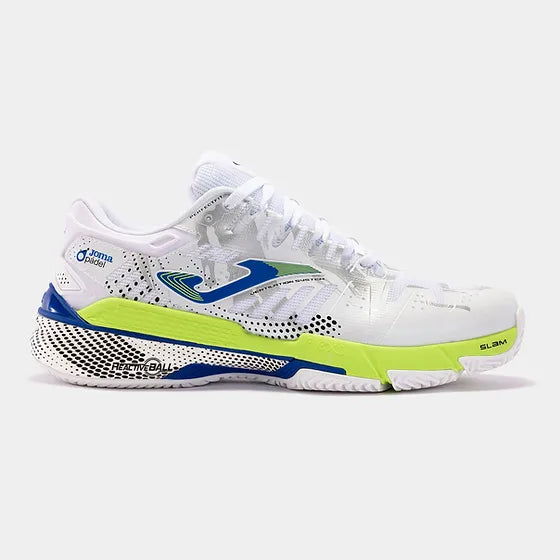 Zapato de Padel Joma Slam 24(Blanco, azul y amarillo)