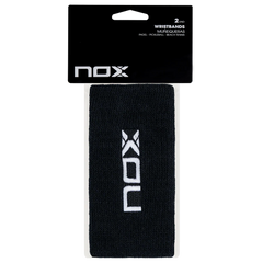 Muñequeras Nox Largas Negro Logo Blanco x 2 unidades