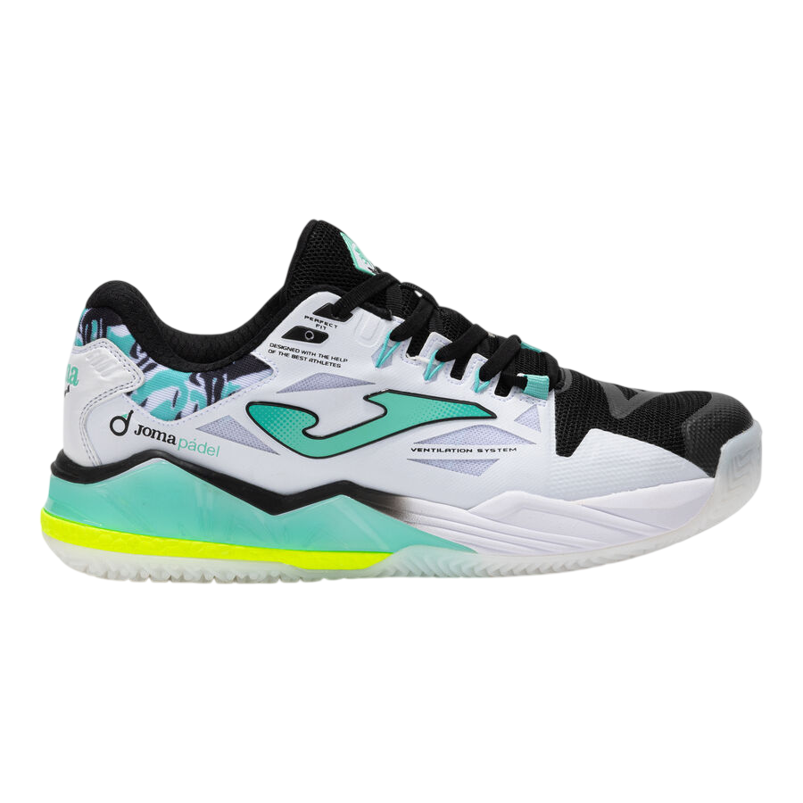 Zapato de Padel Joma Spin Blanco y Turquesa