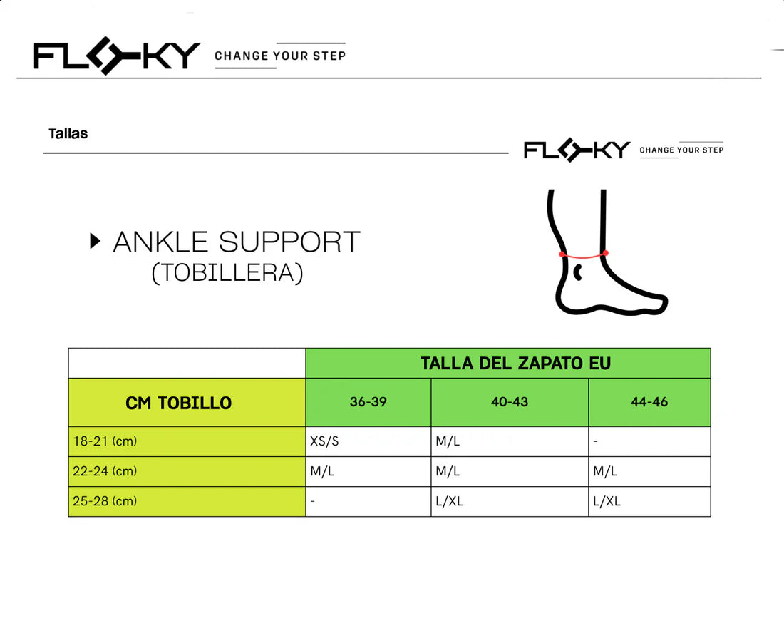 Guía de tallas Tobillera Floky ANKLE Support x 1 unidad