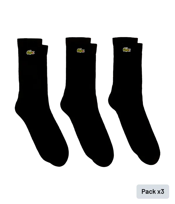 Medias Lacoste Sport Corte Alto Negro x3 Pares