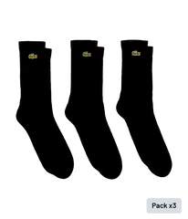 Medias Lacoste Sport Corte Alto Negro x3 Pares