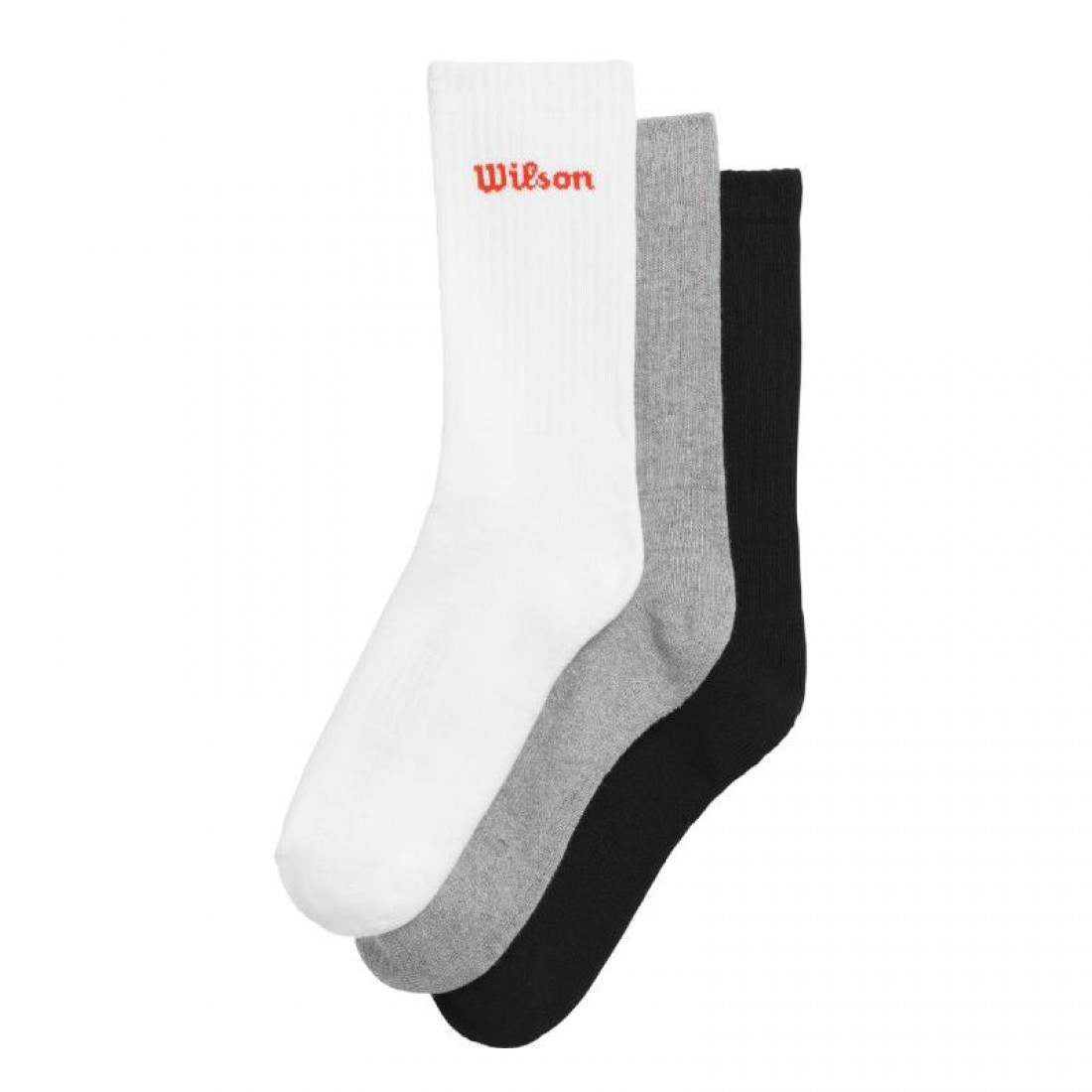 Medias Wilson Crew Blanco Gris Negro 3 Pares
