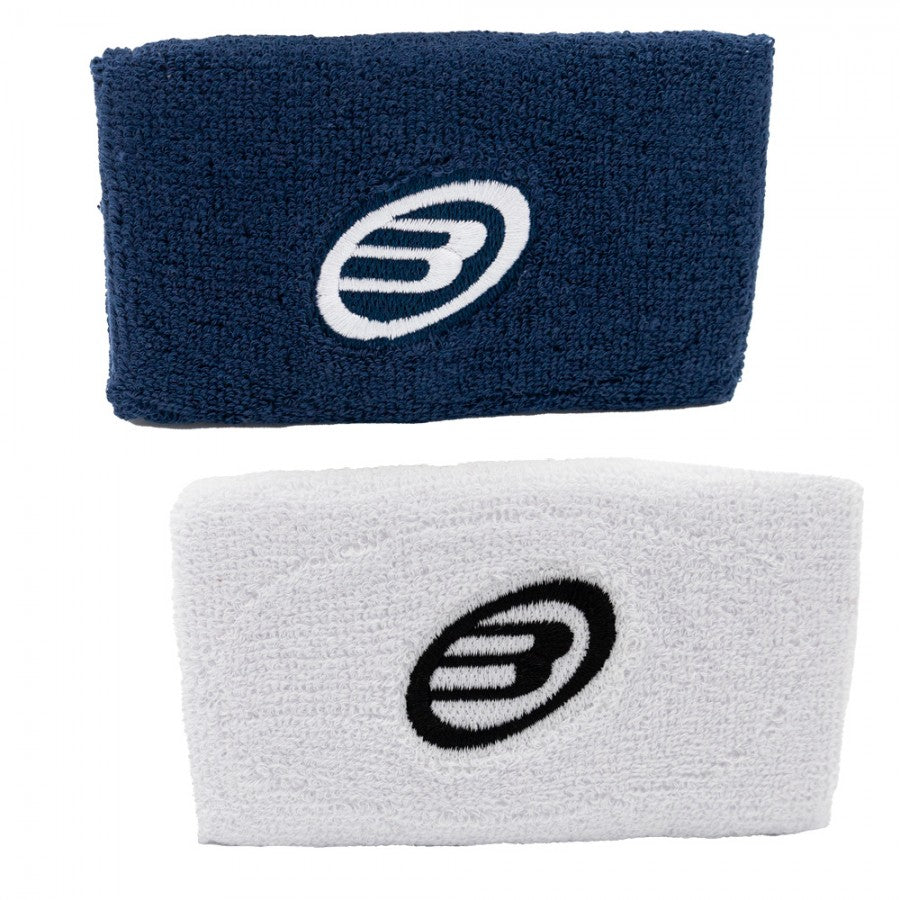 Muñequera Bullpadel blanca y azul x 2