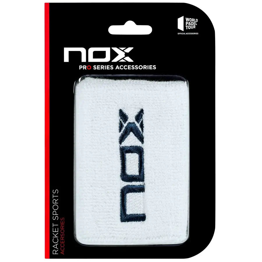 Muñequeras Nox Blanco Logo Azul Marino