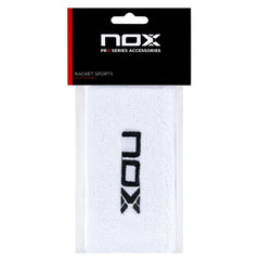 Muñequeras Nox Largas Blanco Logo Negro 2 Unidades