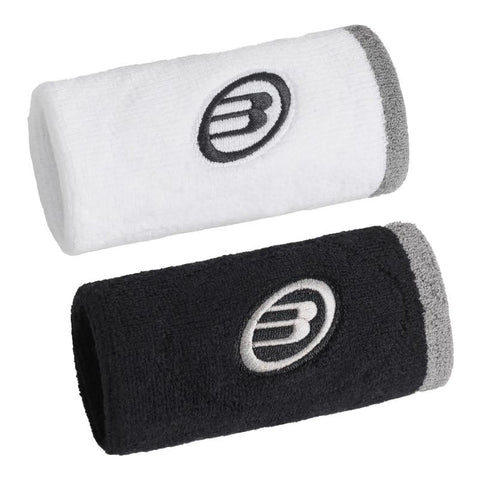 Muñequeras Bullpadel Blanco/Negro (Borde Gris)