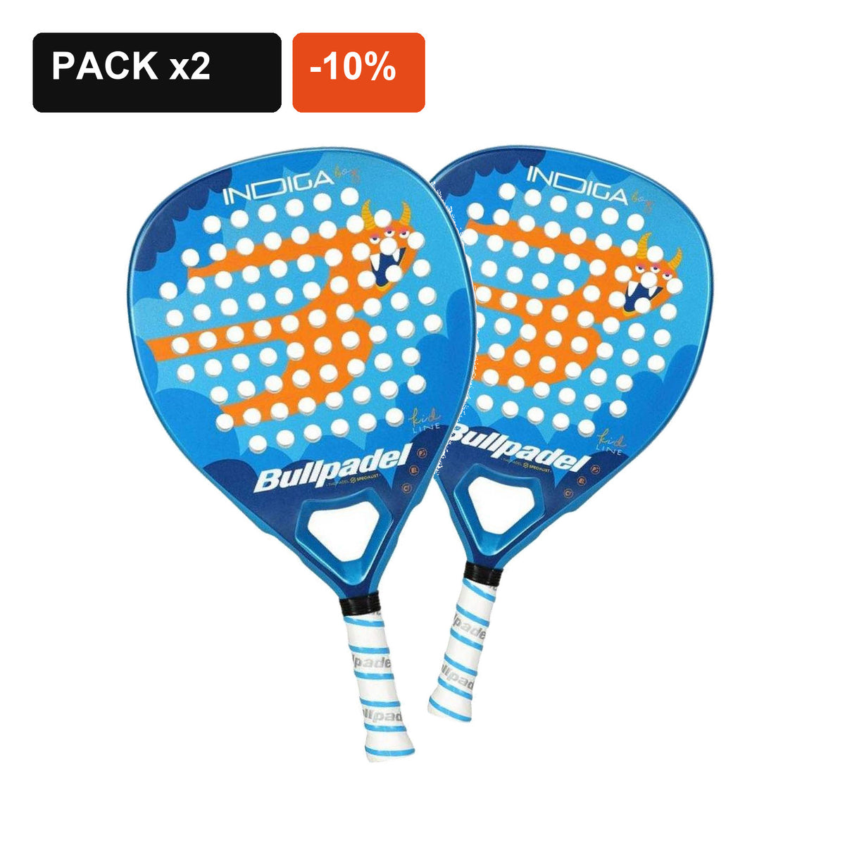 Pack de 2 palas Bullpadel Indiga Boy Junior 2025 con 10% de descuento