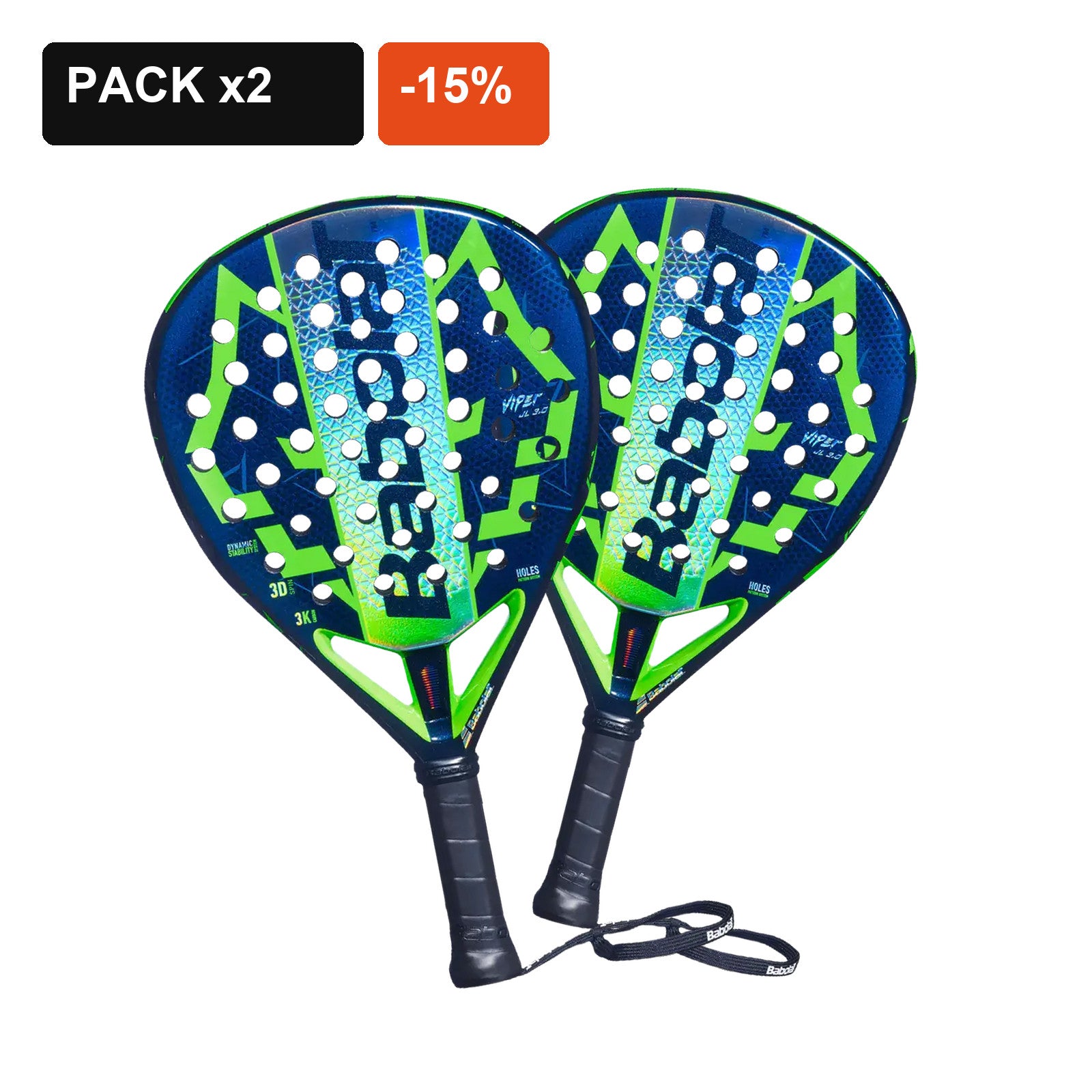 Pack de 2 palas Babolat Juan Lebron Viper Azul 2026 con 15% de descuento