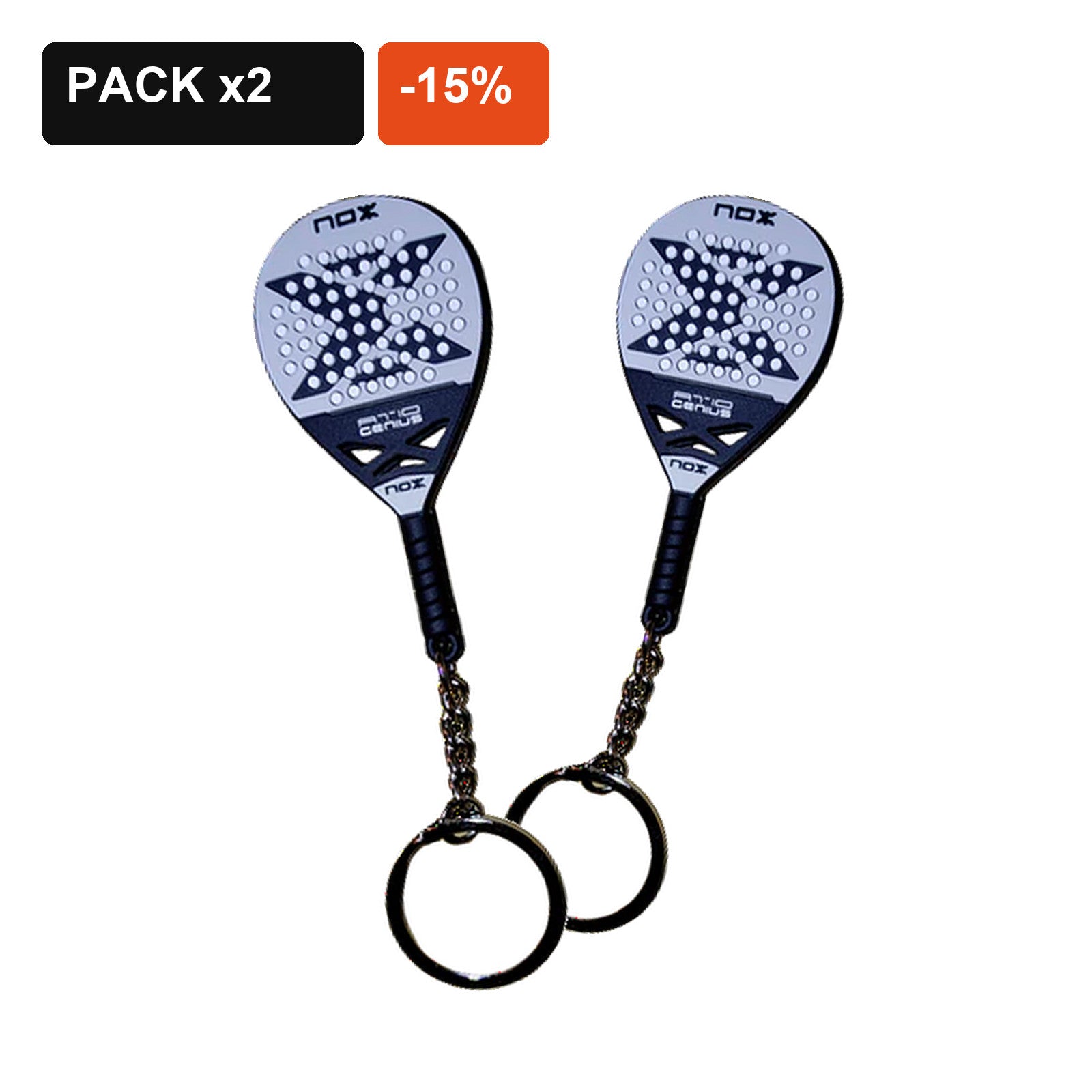Pack de 2 llaveros Nox At10 Genius Gris con 15% de descuento