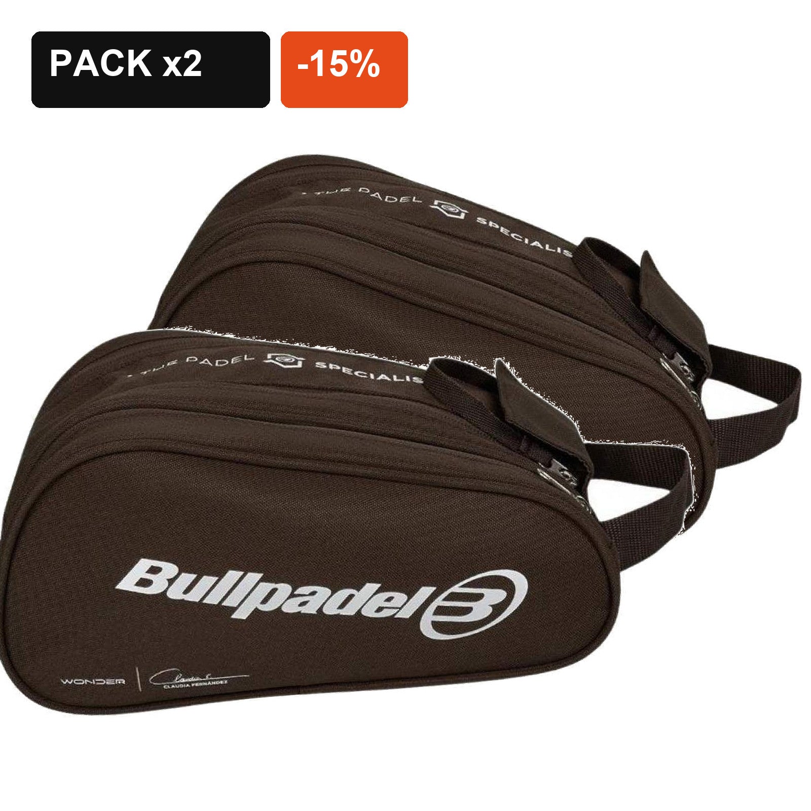 Pack de 2 neceseres Bullpadel Claudia Fernandez Chocolate con 15% de descuento