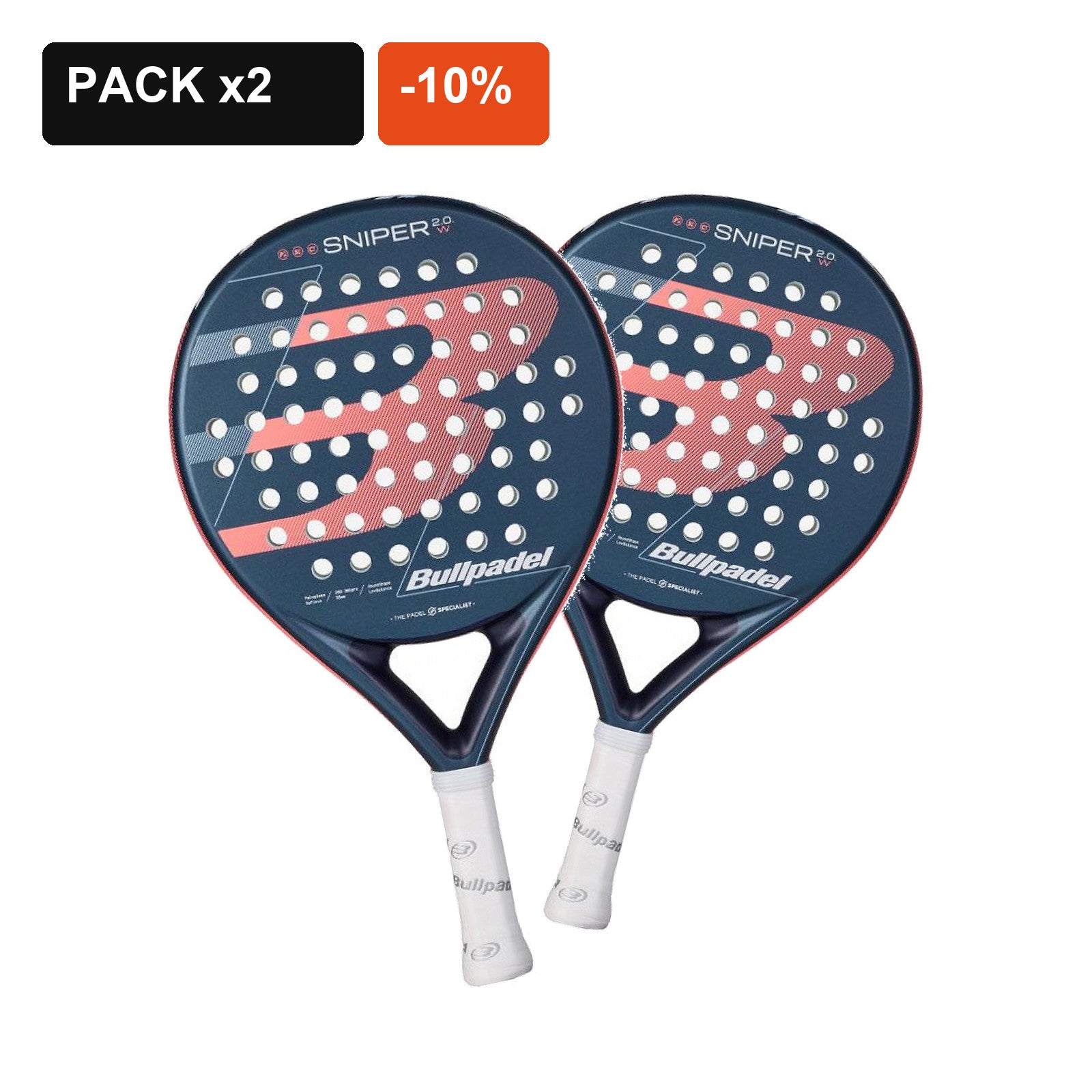 Pack de 2 palas Bullpadel Sniper 2.0 Woman Azul Marino 2026 con 10% de descuento